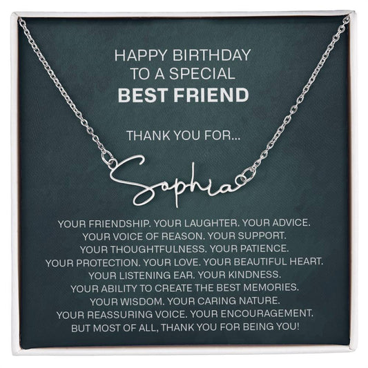 best friend signature name necklace