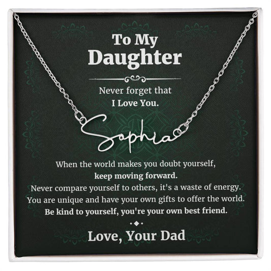 Daughter Gifts from Dad Signature Style Name Necklace Birthday Christmas Valentine's day Gifts