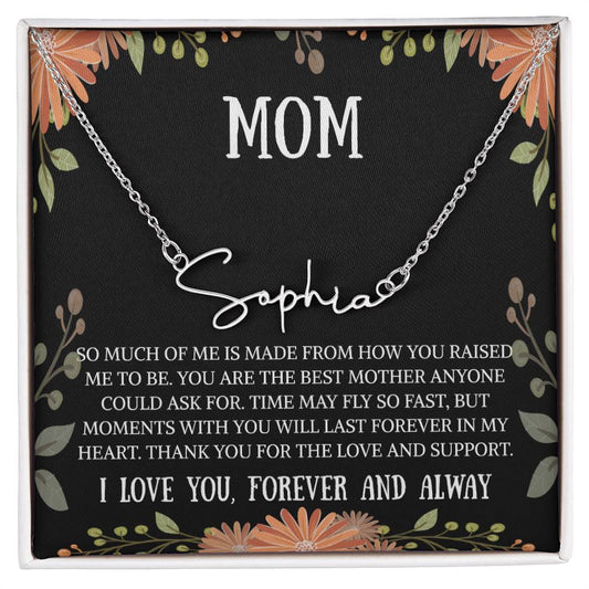 To My  Mom I Love You Name Necklace, Special Gift For Mom , Sentimental Message Card Jewelry