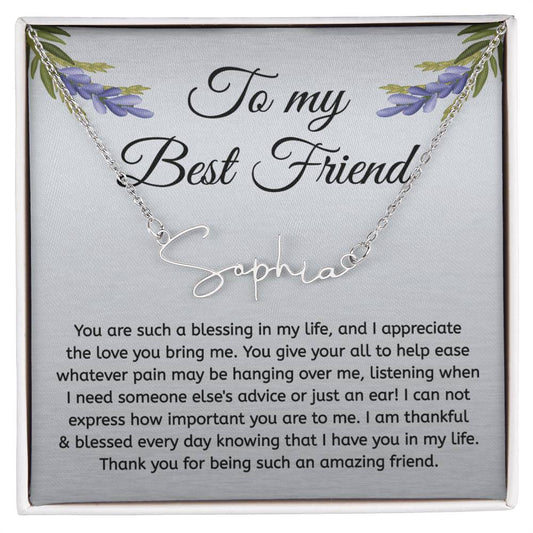 Best Friend Necklace, Signature Style Name Necklace Friendship Necklace, Jewelry Gift, Gift for Friend, Birthday Gift, Christmas Gift for Her