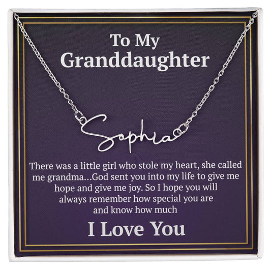 Granddaughter Necklace Gifts From Grandma Grandmother To My Granddaughter Graduation Birthday Name Custom Jewelry with Message Card and Gift Box