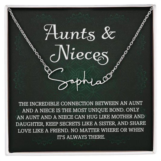 Auntie Gift Aunt Gifts From Niece, Signature Style Name Necklace Birthday Christmas Jewelry For Aunt