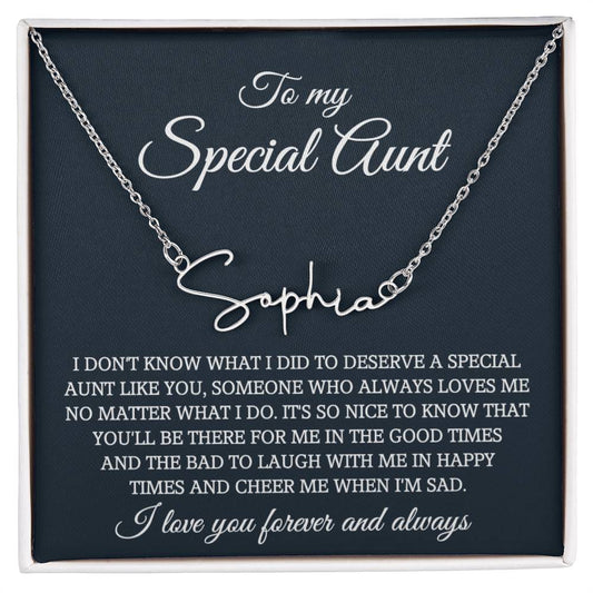 To My Aunt Style Name Necklace Gifts, Best Aunt Ever Necklace Jewelry Sentimental Gifts for Aunt Auntie