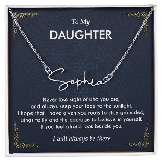 To My Daughter Necklace, Personalized Daughter Necklace Gift, Custom Name Daughter Necklace Ideas Gift, Gift Box Message Card To Daughter