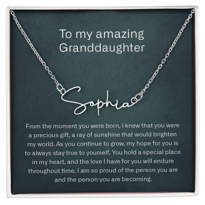 granddaughter signature name neckalce