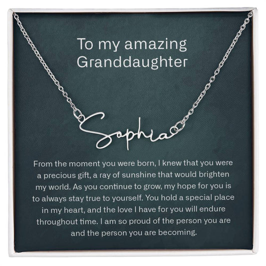 granddaughter signature name neckalce