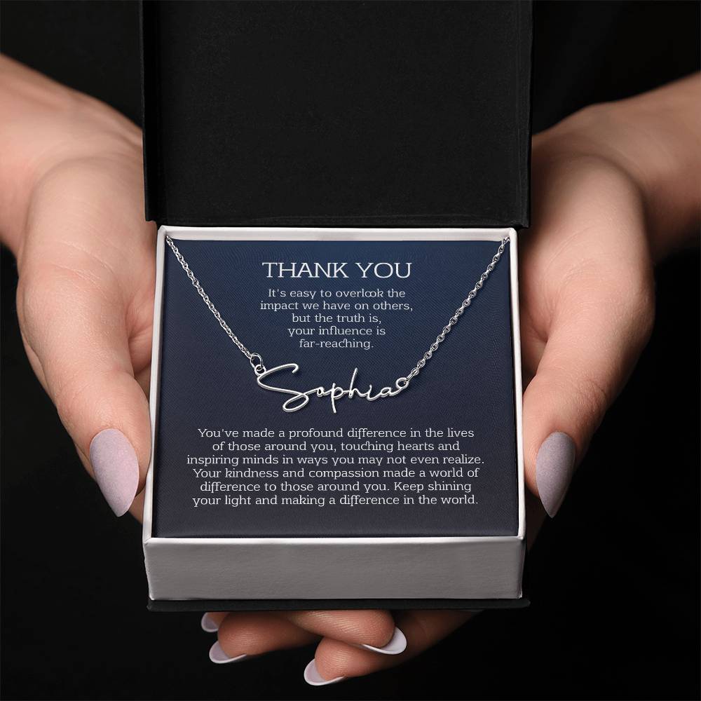 thank you name necklace