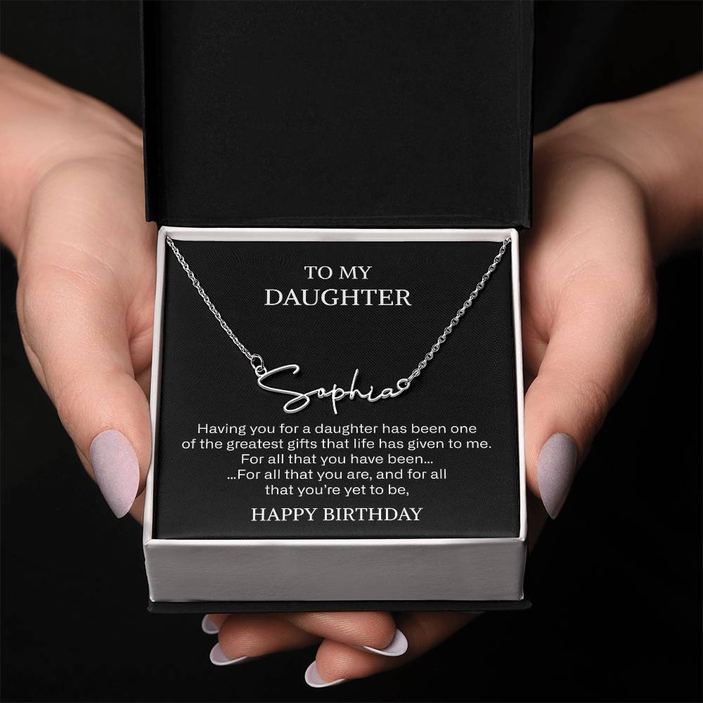 daughter signature name necklace