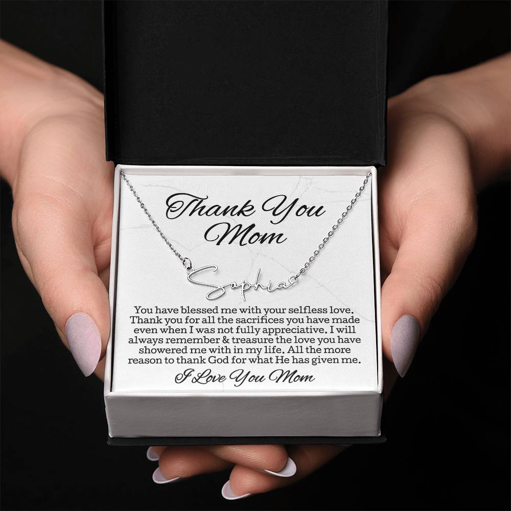 Thank You Necklace Gift • Sentimental Mom Gift • Perfect Gift for Any Occasion • Mom Necklace from Daughter • Show Your Love with This Necklace