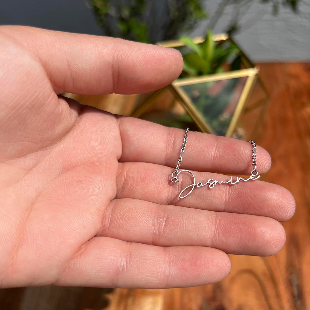 Best Teacher Ever Appreciation Message Card Signature Name Necklace Gift, Thoughtful Present Idea for Teacher, Educator Pendant Gift for Teacher's Day