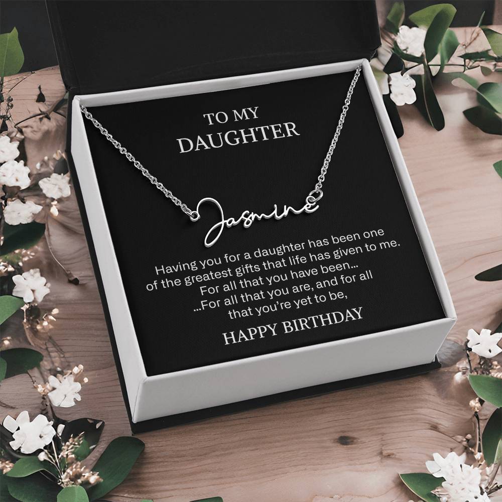daughter signature name necklace