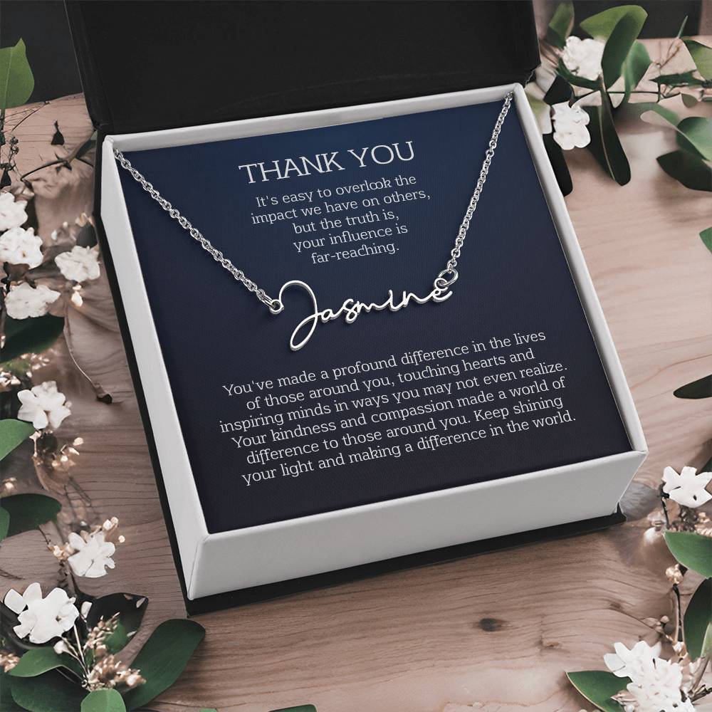 thank you name necklace