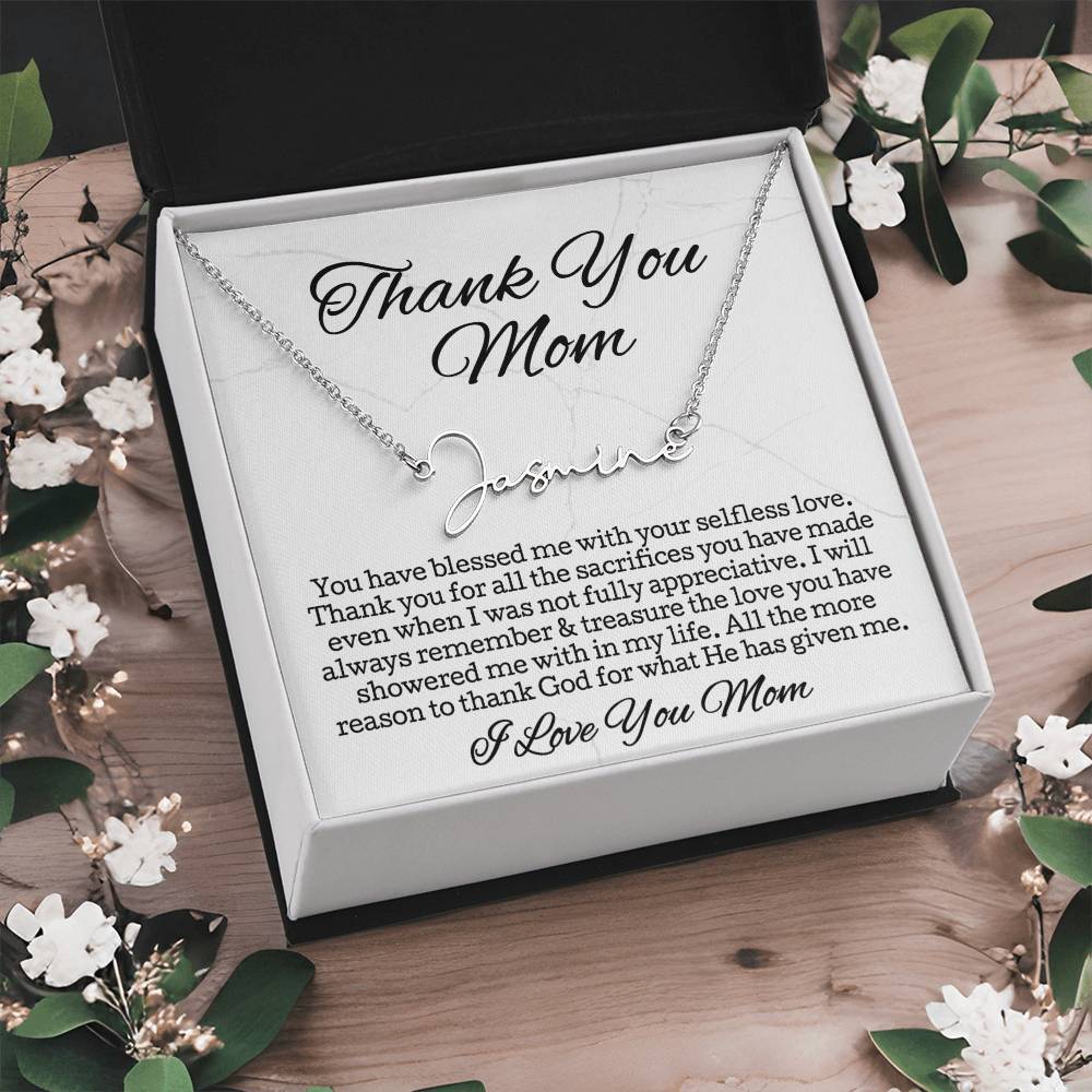 Thank You Necklace Gift • Sentimental Mom Gift • Perfect Gift for Any Occasion • Mom Necklace from Daughter • Show Your Love with This Necklace
