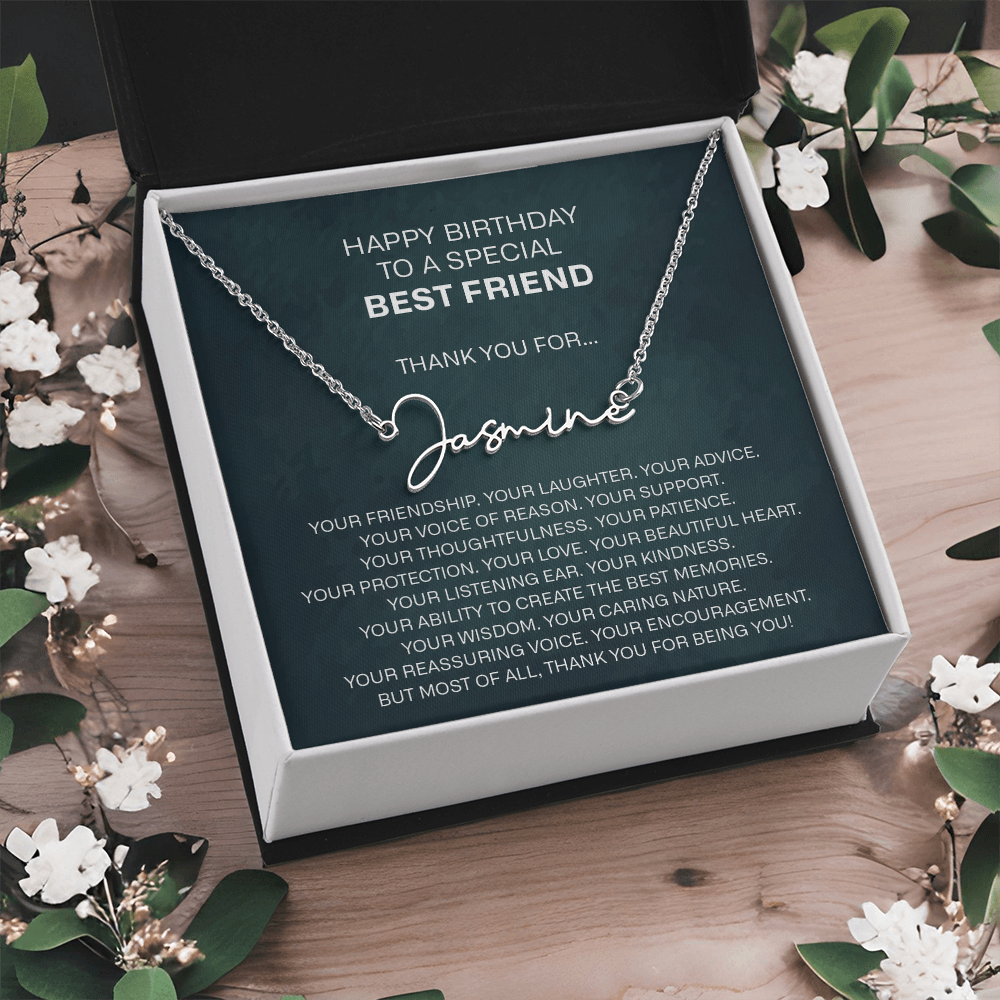 best friend signature name necklace