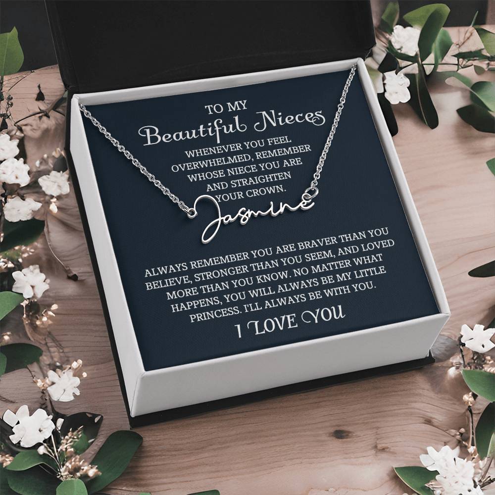 To My Niece Signature Style Name Necklace, Niece Gift from Aunt, Niece Gift, Birthday Gift for Niece, Niece Birthday Card, Gift for Niece