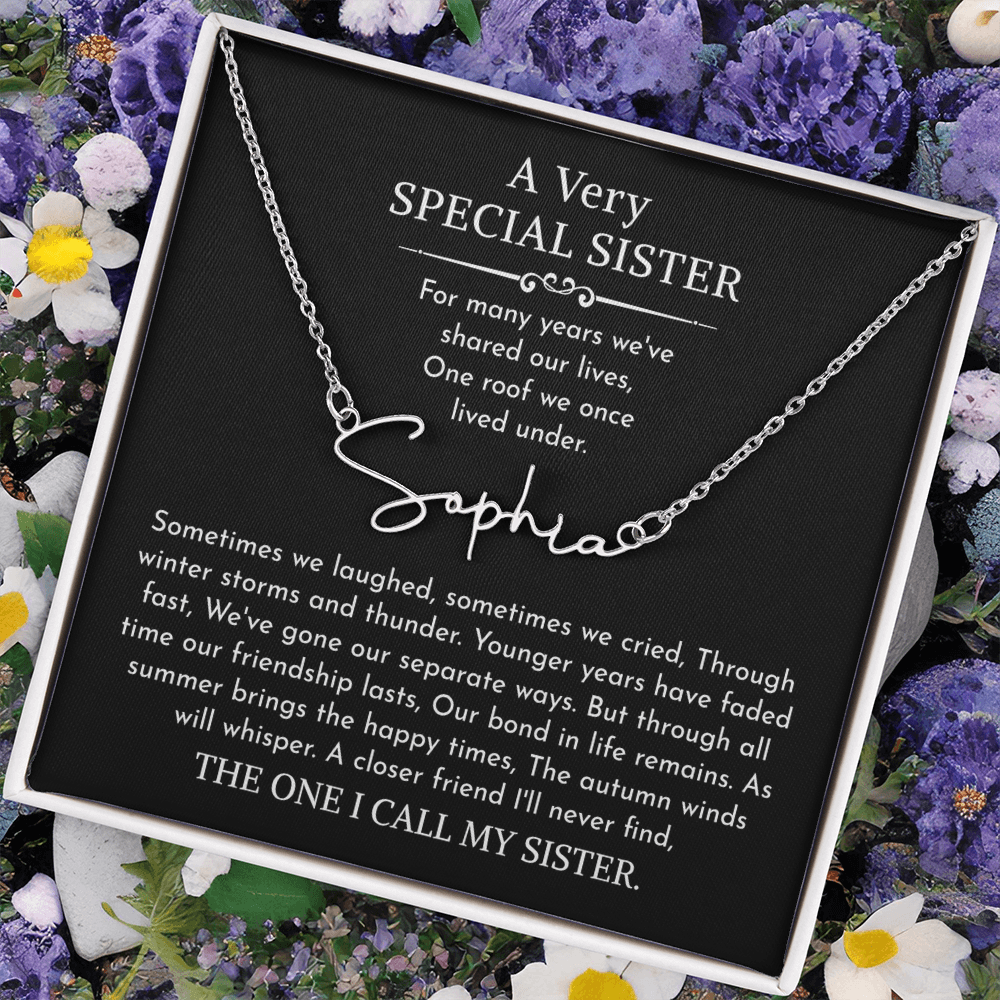 sister signature name necklace
