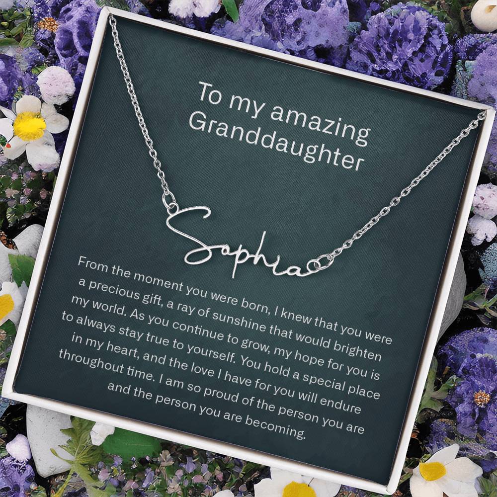 granddaughter signature name neckalce