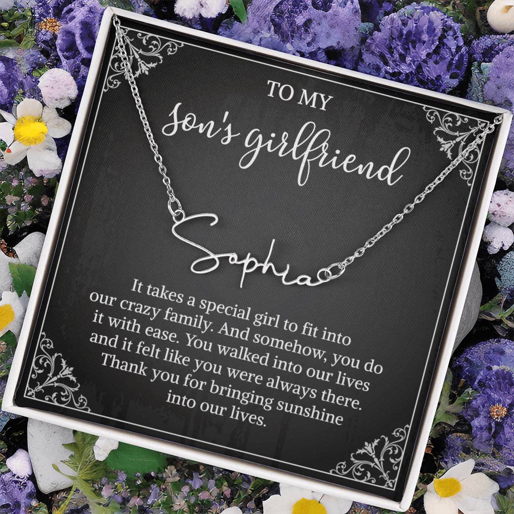 To my Son's Girlfriend Gifts, Signature Style Name Necklace, Valentine's Day Jewelry Birthday Gift