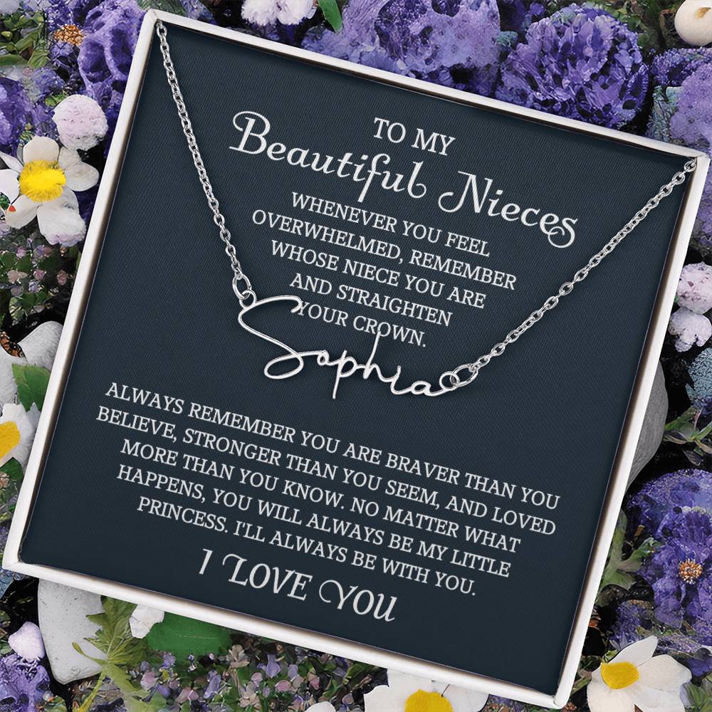 To My Niece Signature Style Name Necklace, Niece Gift from Aunt, Niece Gift, Birthday Gift for Niece, Niece Birthday Card, Gift for Niece