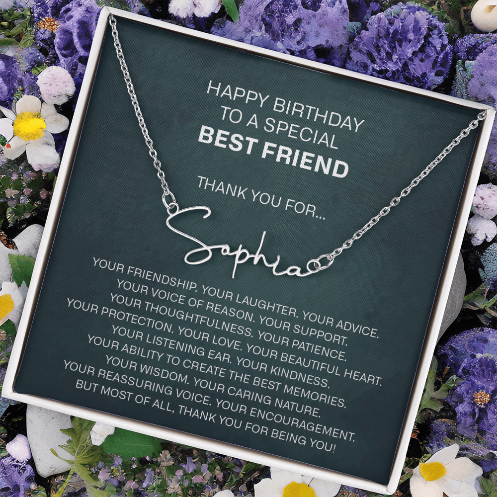 best friend signature name necklace