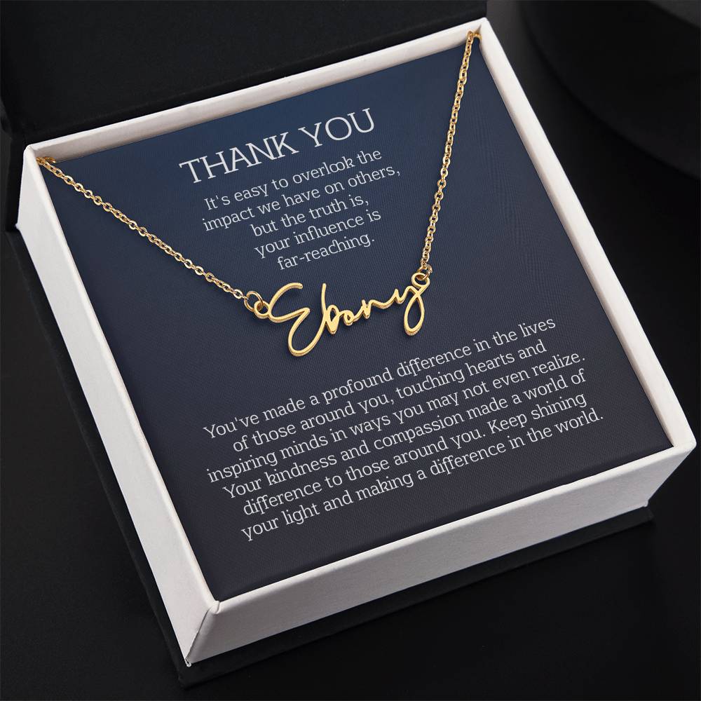 thank you name necklace
