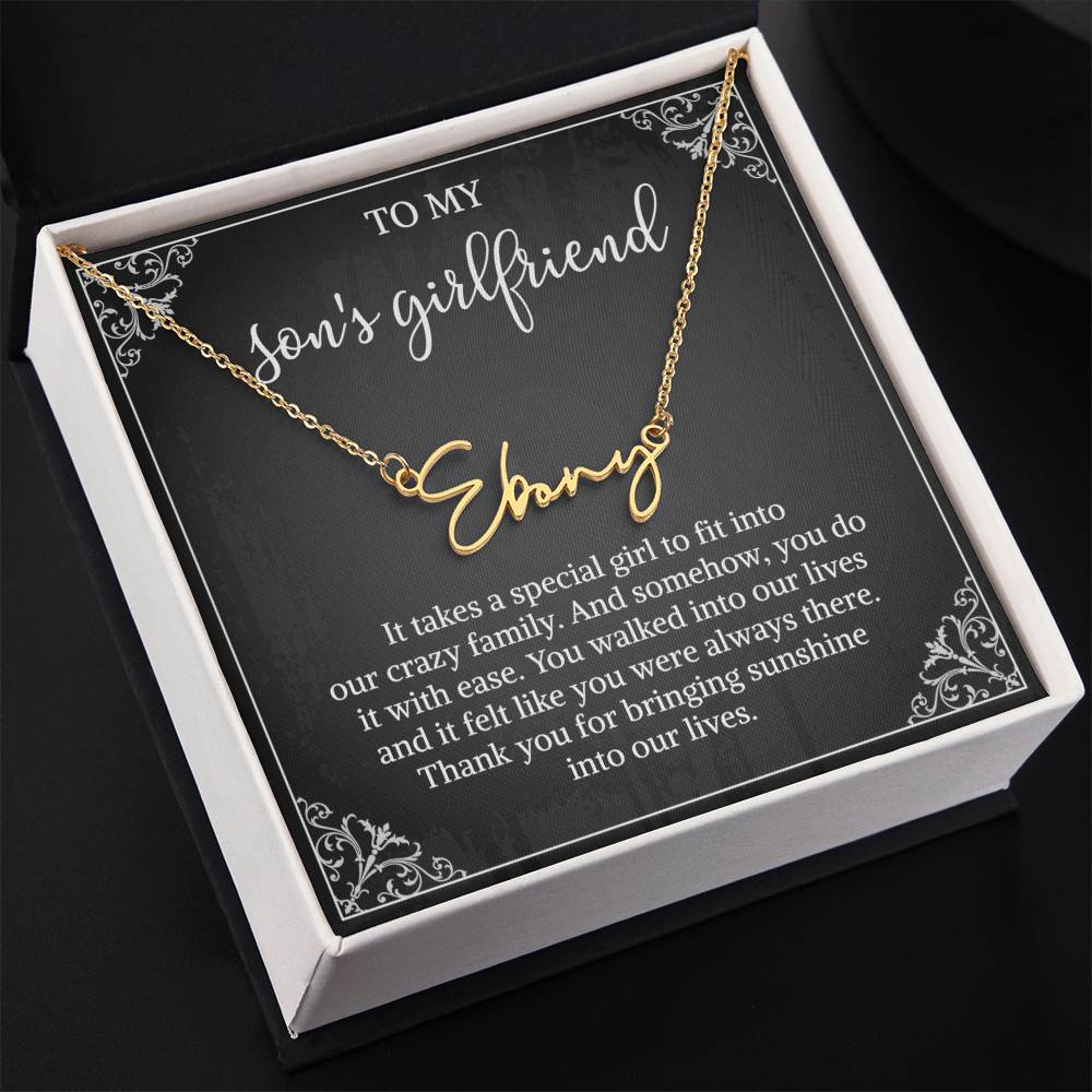 To my Son's Girlfriend Gifts, Signature Style Name Necklace, Valentine's Day Jewelry Birthday Gift