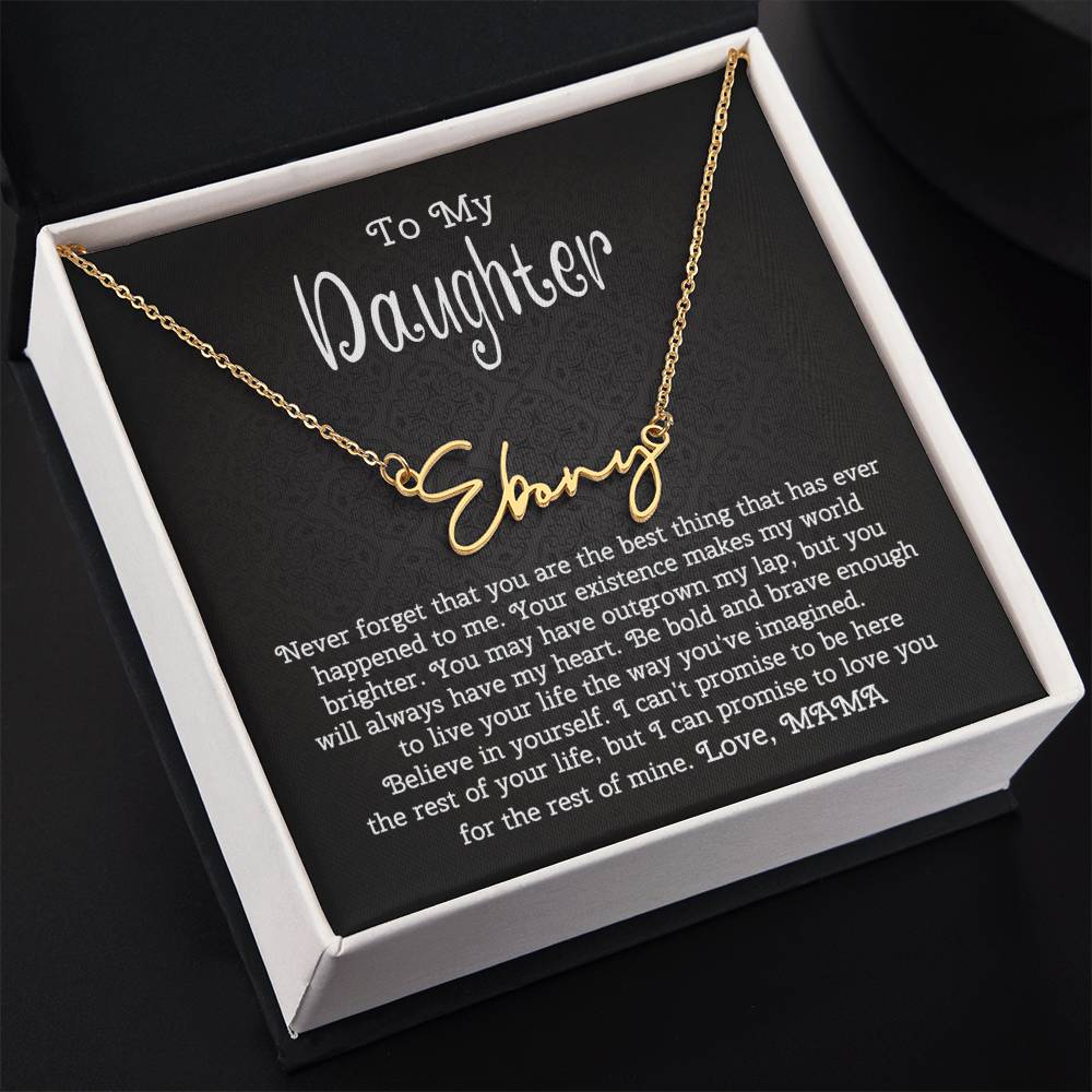 To My Daughter Signature Style Name Necklace from Mom | Christmas Message Card Name Necklace