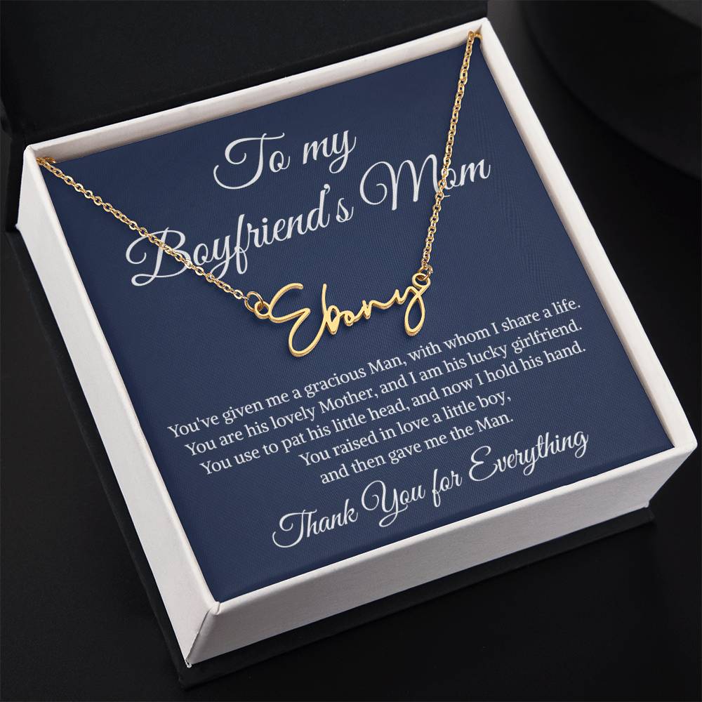 Gift to My Boyfriend's Mom Necklace | Sign Style Name Necklace | Boyfriends Mom Necklace