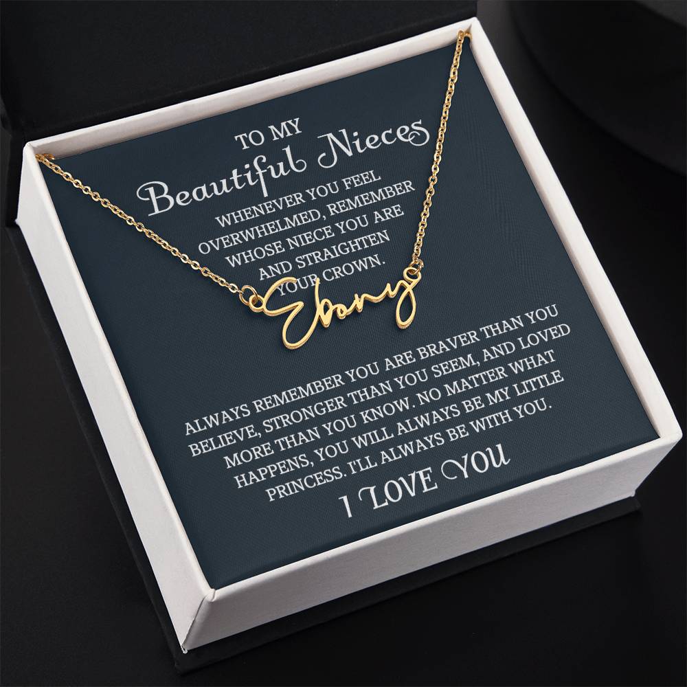 To My Niece Signature Style Name Necklace, Niece Gift from Aunt, Niece Gift, Birthday Gift for Niece, Niece Birthday Card, Gift for Niece