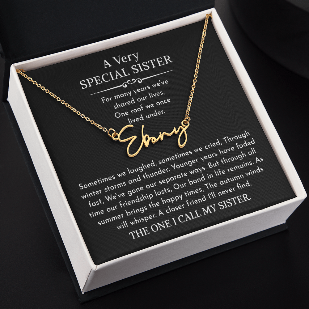 sister signature name necklace