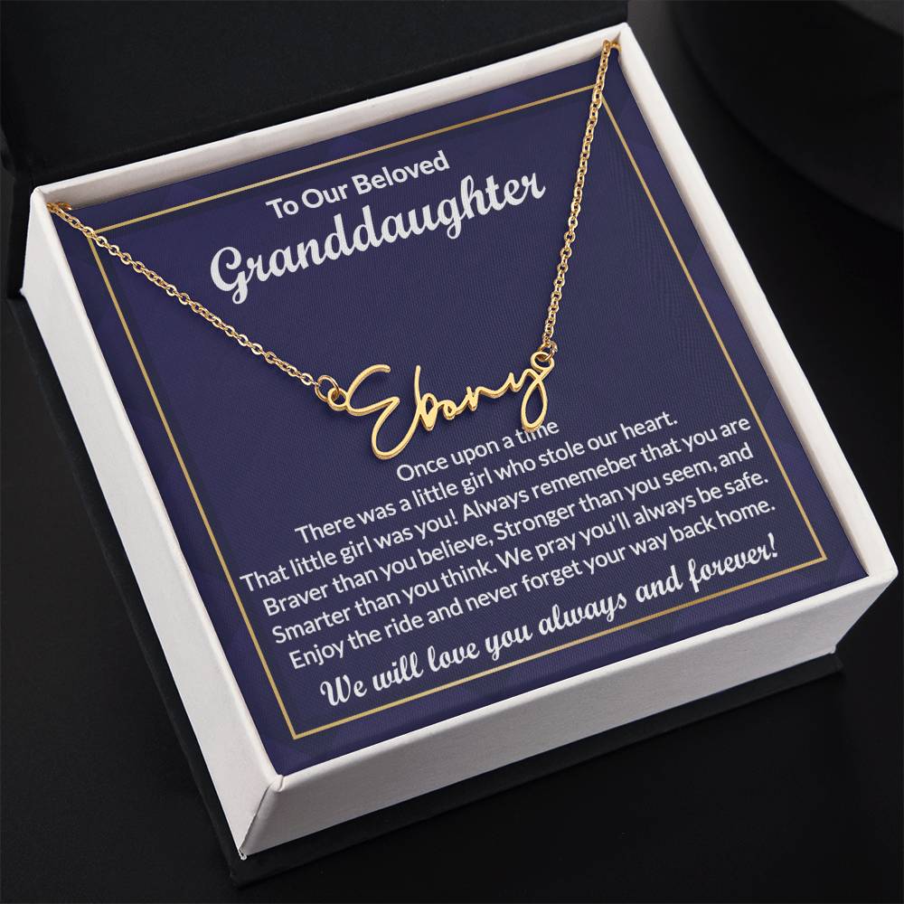 Custom Granddaughter Necklace Gifts from Grandma - Personalized Name Jewelry with Message Card and Gift Box for Graduation or Birthday