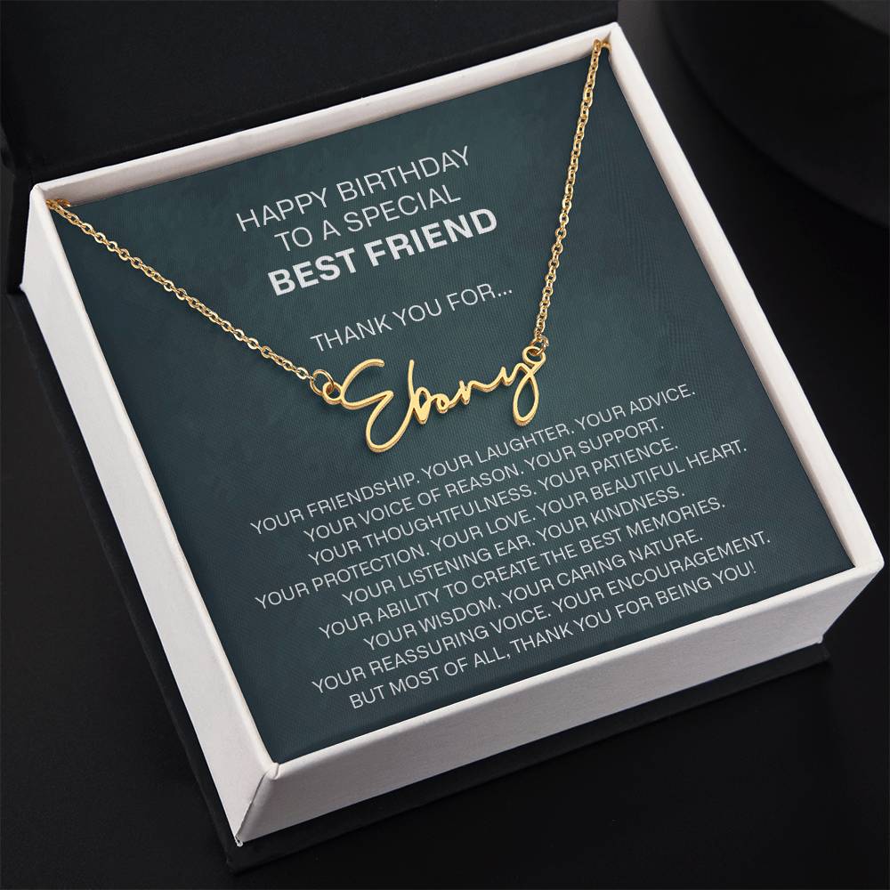 best friend signature name necklace