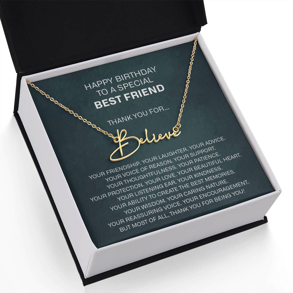 best friend signature name necklace