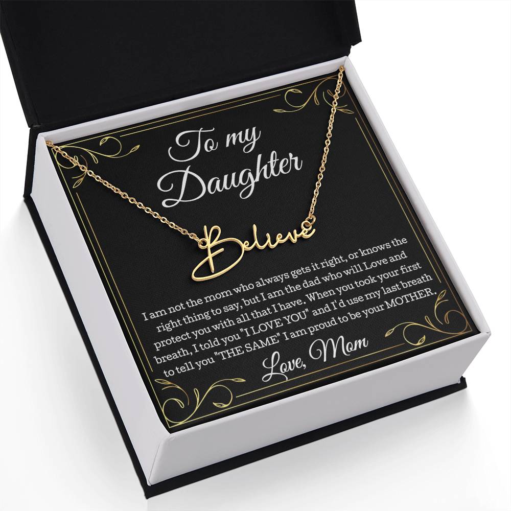 To My Daughter Necklace From Mom, Daughter Signature Style Name Necklace, Daughter Gift, Birthday Gift, Christmas Gift Daughter From Mom