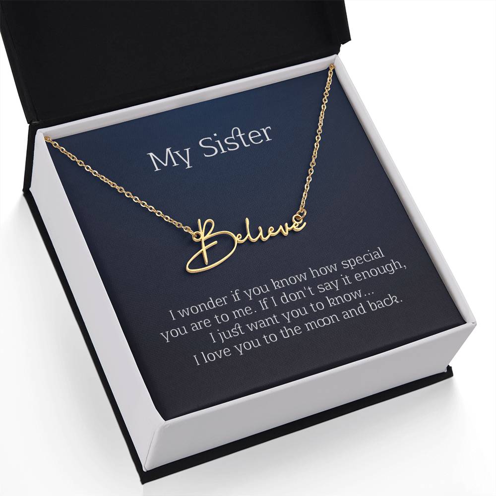 my sister signature name necklace