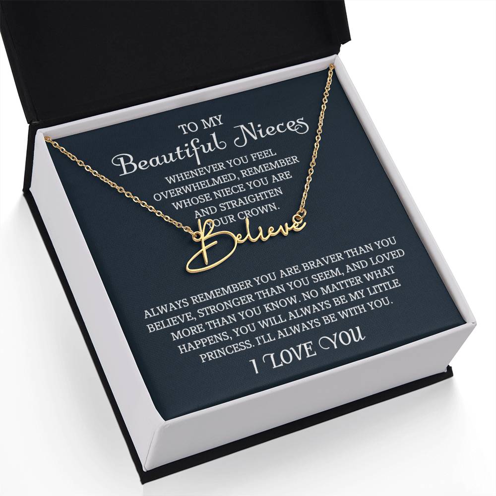 To My Niece Signature Style Name Necklace, Niece Gift from Aunt, Niece Gift, Birthday Gift for Niece, Niece Birthday Card, Gift for Niece