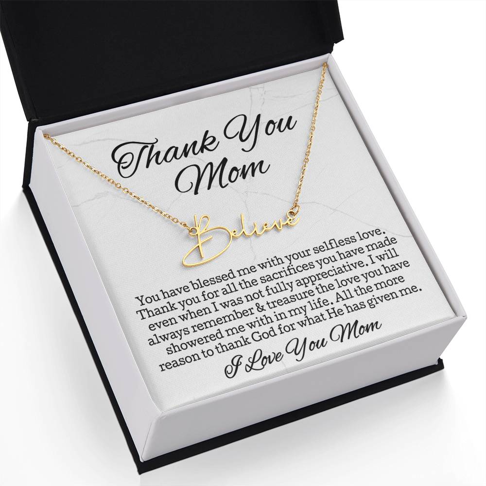 Thank You Necklace Gift • Sentimental Mom Gift • Perfect Gift for Any Occasion • Mom Necklace from Daughter • Show Your Love with This Necklace