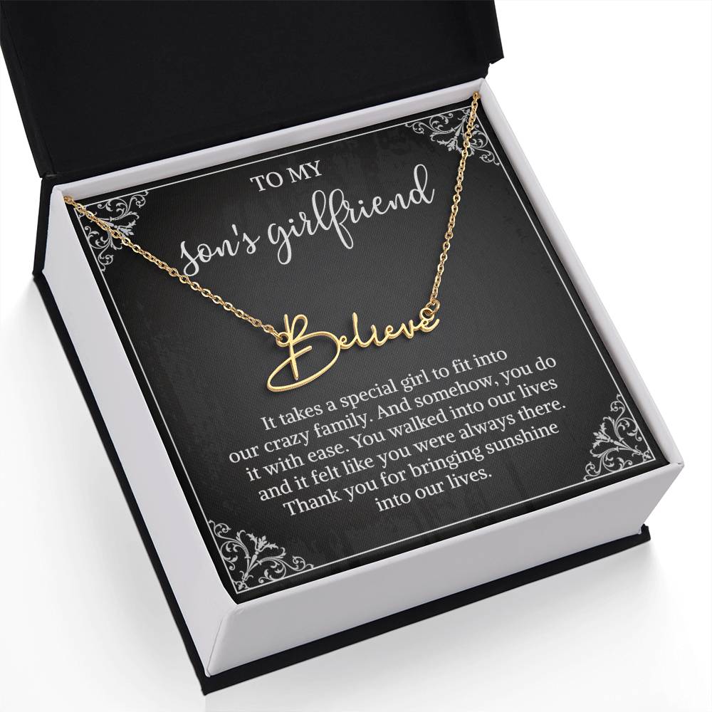 To my Son's Girlfriend Gifts, Signature Style Name Necklace, Valentine's Day Jewelry Birthday Gift