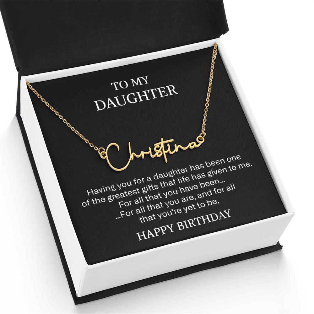 daughter signature name necklace
