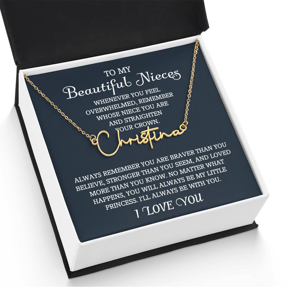 To My Niece Signature Style Name Necklace, Niece Gift from Aunt, Niece Gift, Birthday Gift for Niece, Niece Birthday Card, Gift for Niece