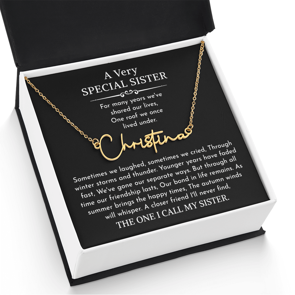sister signature name necklace