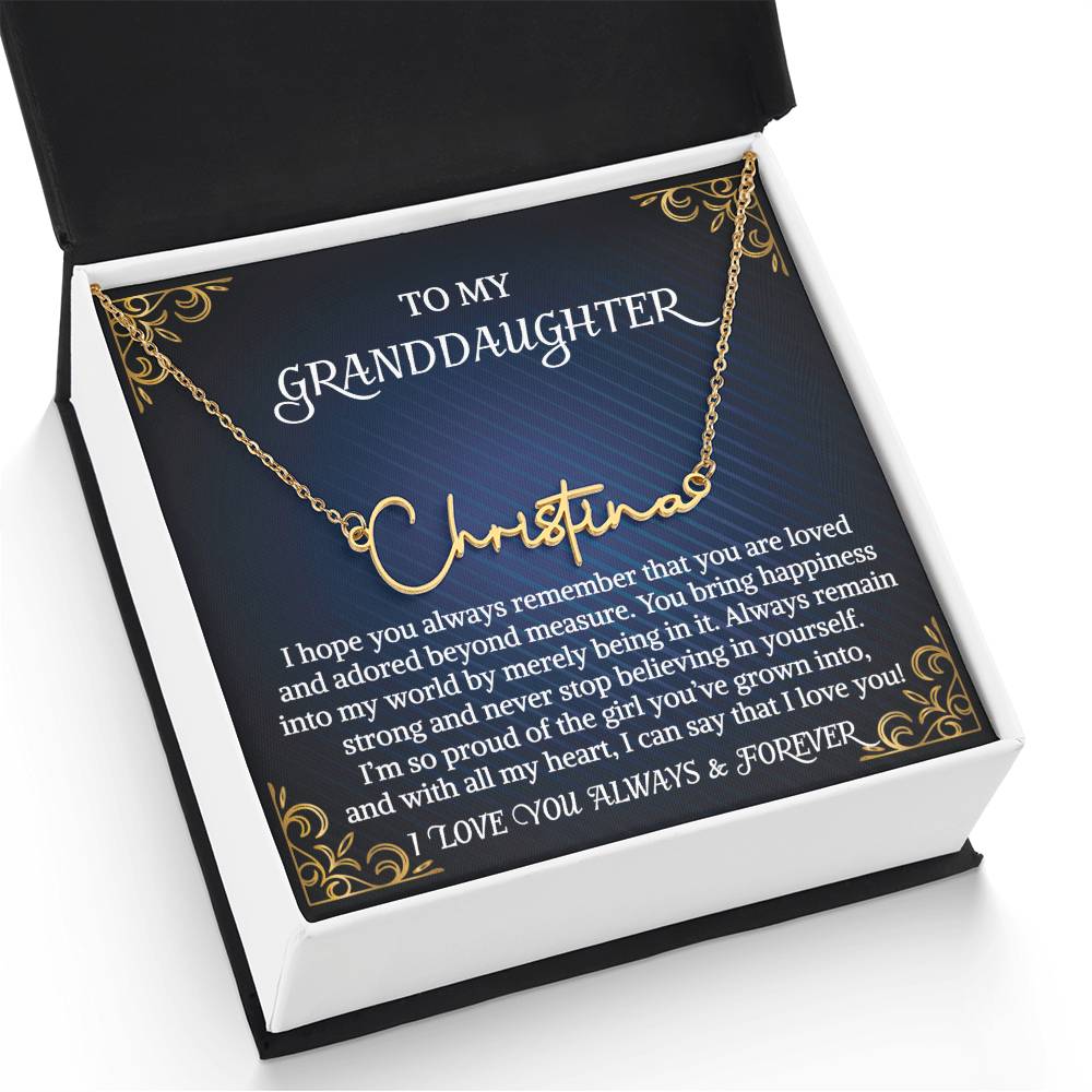 Granddaughter Necklace Gift From Grandma Grandmother Grandpa Grandfather To My Granddaughter Graduation Birthday Signature Style Name Necklace