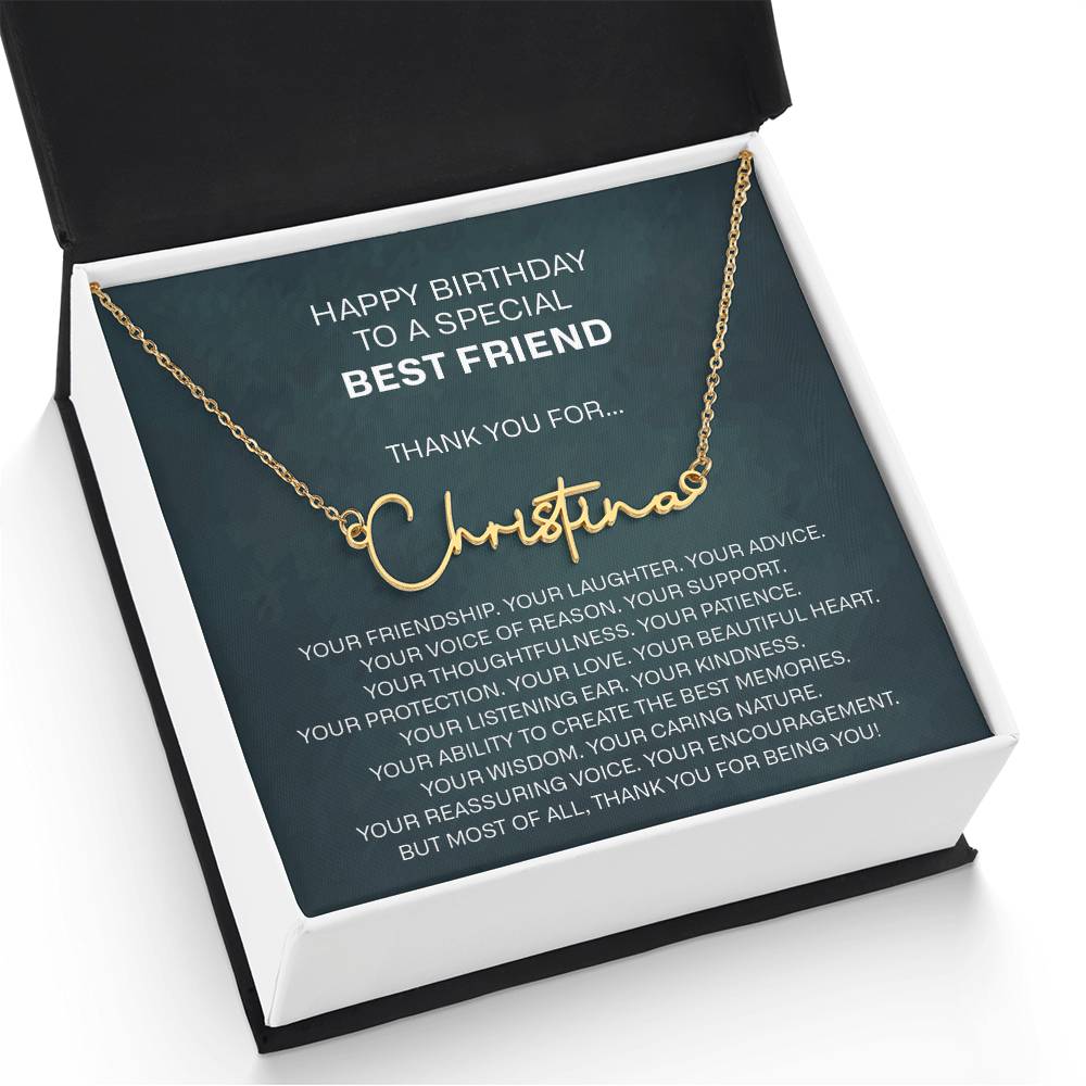 best friend signature name necklace