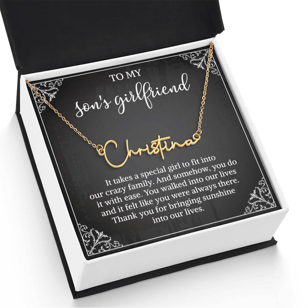 To my Son's Girlfriend Gifts, Signature Style Name Necklace, Valentine's Day Jewelry Birthday Gift