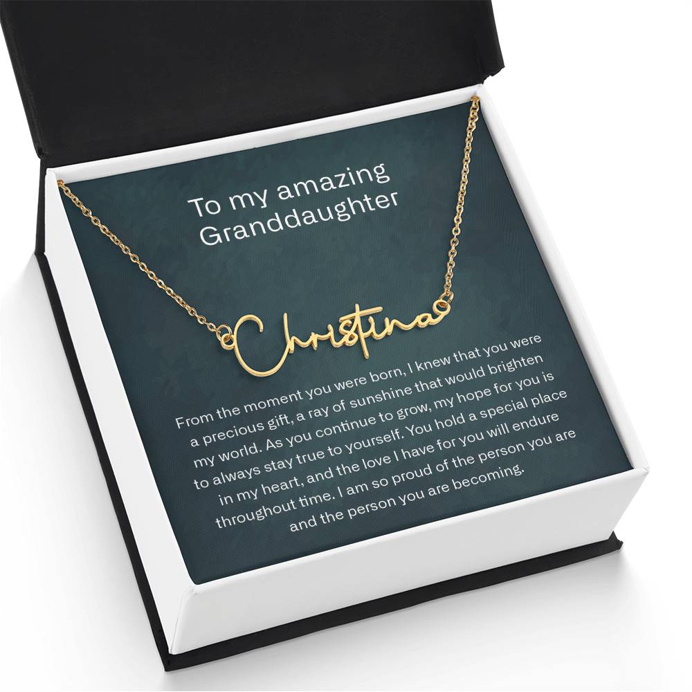 granddaughter signature name neckalce