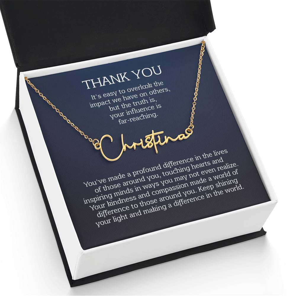 thank you name necklace