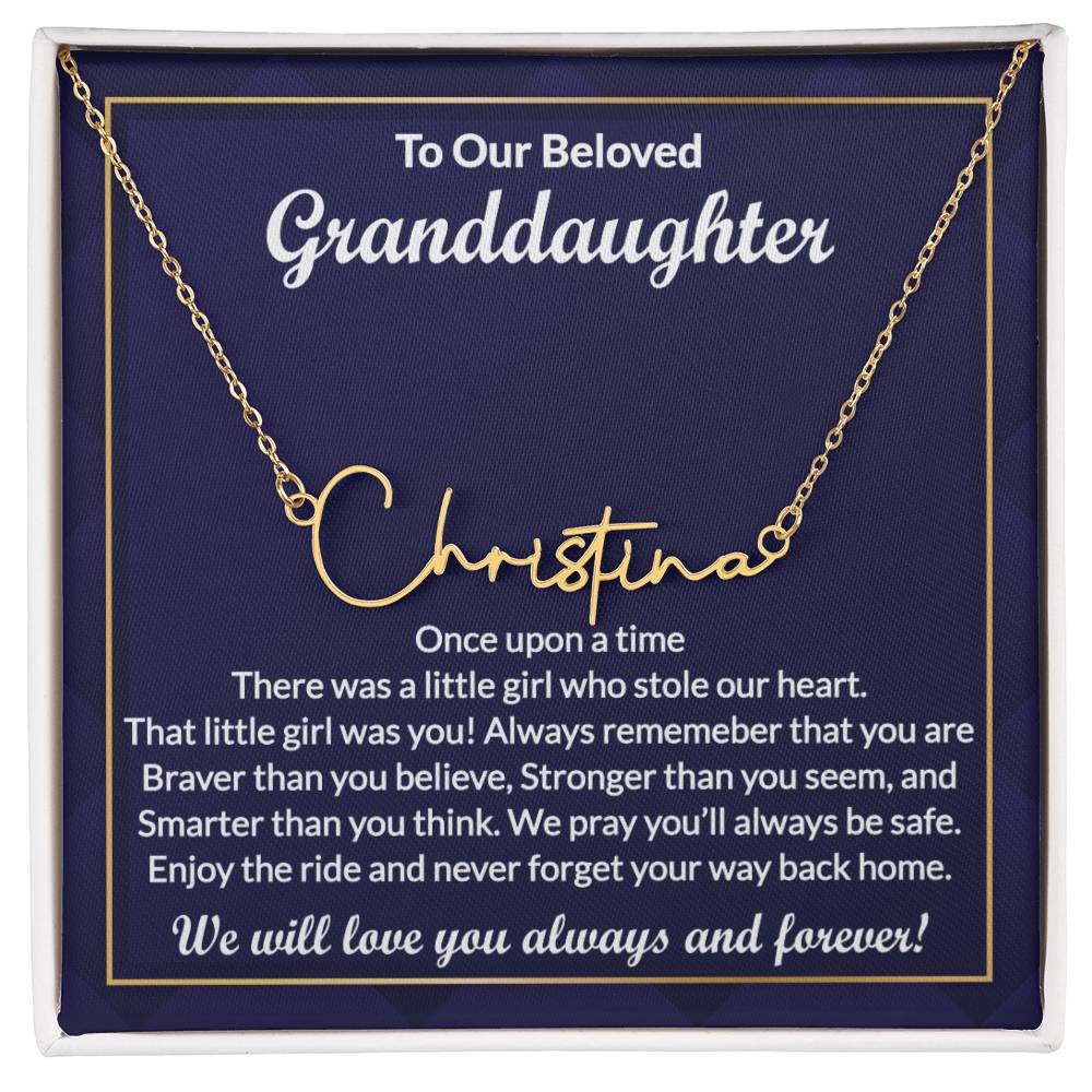 Custom Granddaughter Necklace Gifts from Grandma - Personalized Name Jewelry with Message Card and Gift Box for Graduation or Birthday