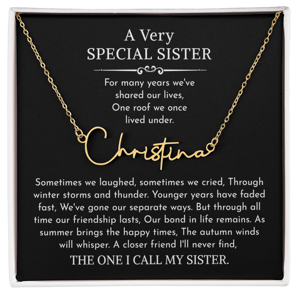 sister signature name necklace