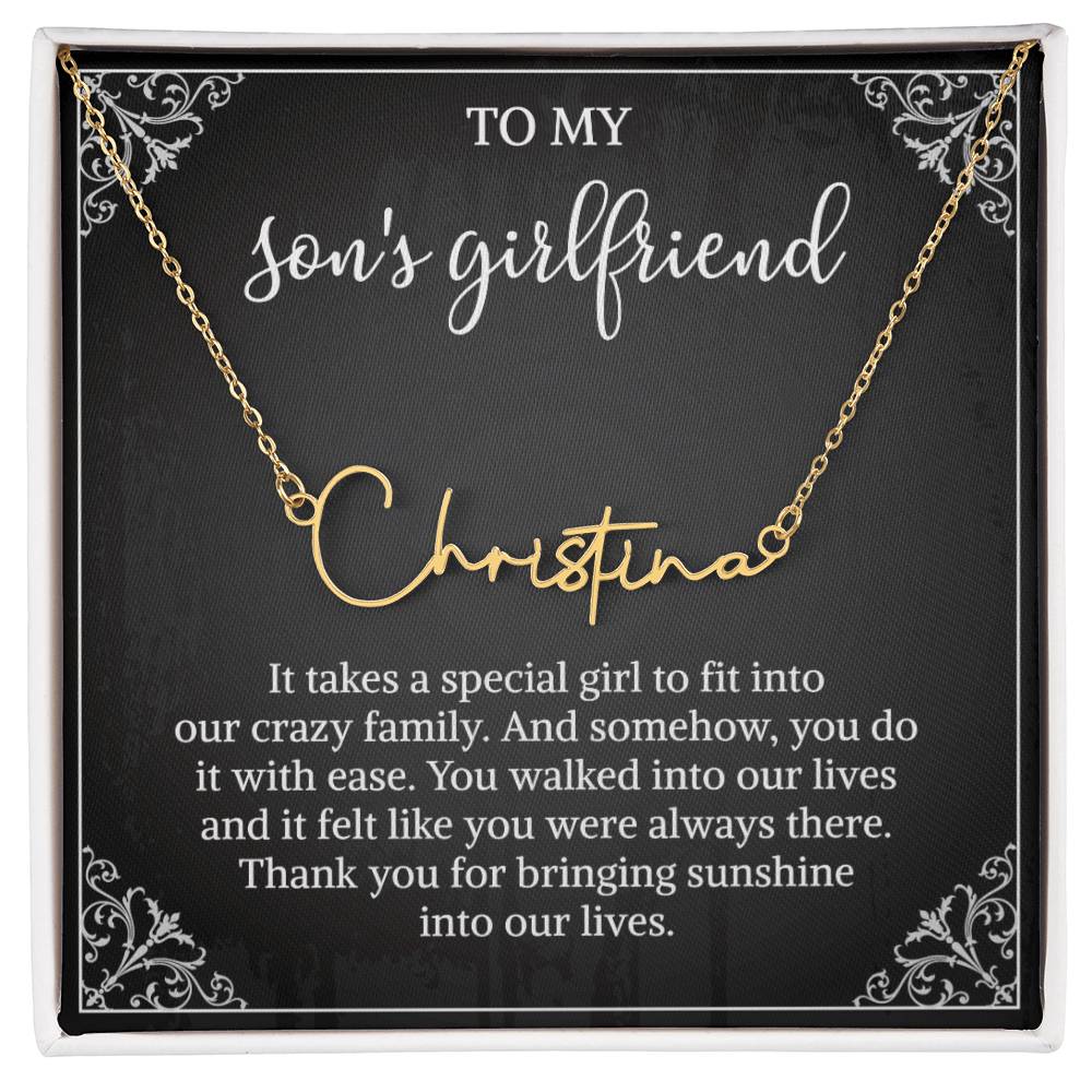 To my Son's Girlfriend Gifts, Signature Style Name Necklace, Valentine's Day Jewelry Birthday Gift
