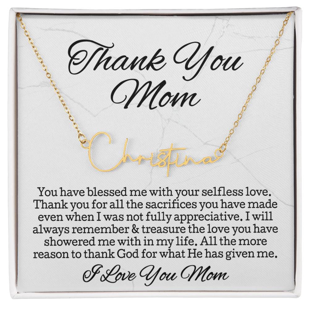 Thank You Necklace Gift • Sentimental Mom Gift • Perfect Gift for Any Occasion • Mom Necklace from Daughter • Show Your Love with This Necklace